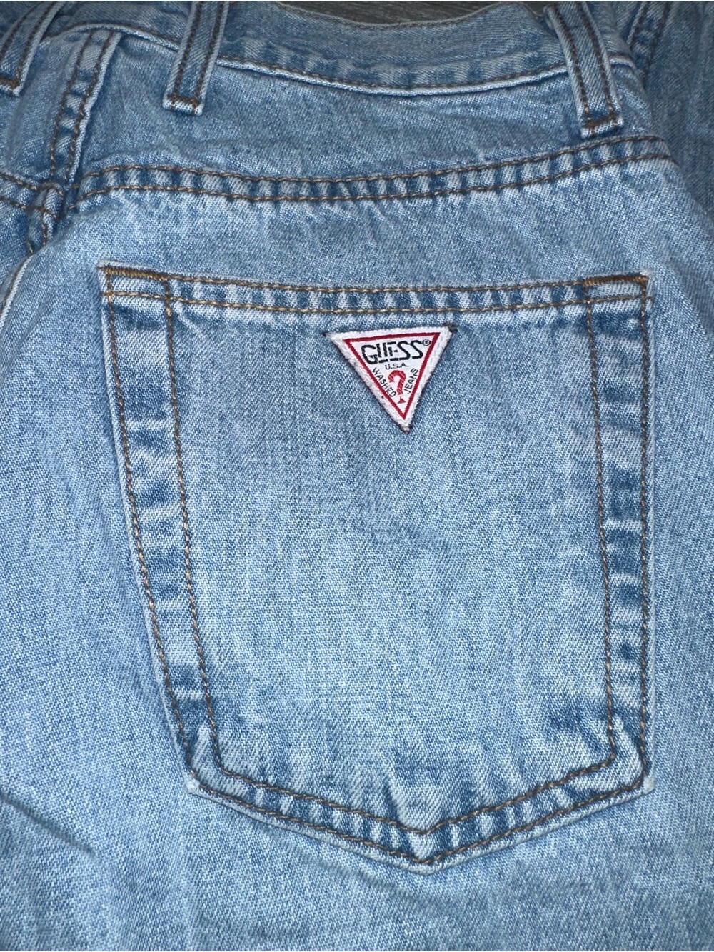 Vintage Y2K High Rise GUESS Straight Light Wash Denim Jeans Size 28 USA Made 90s